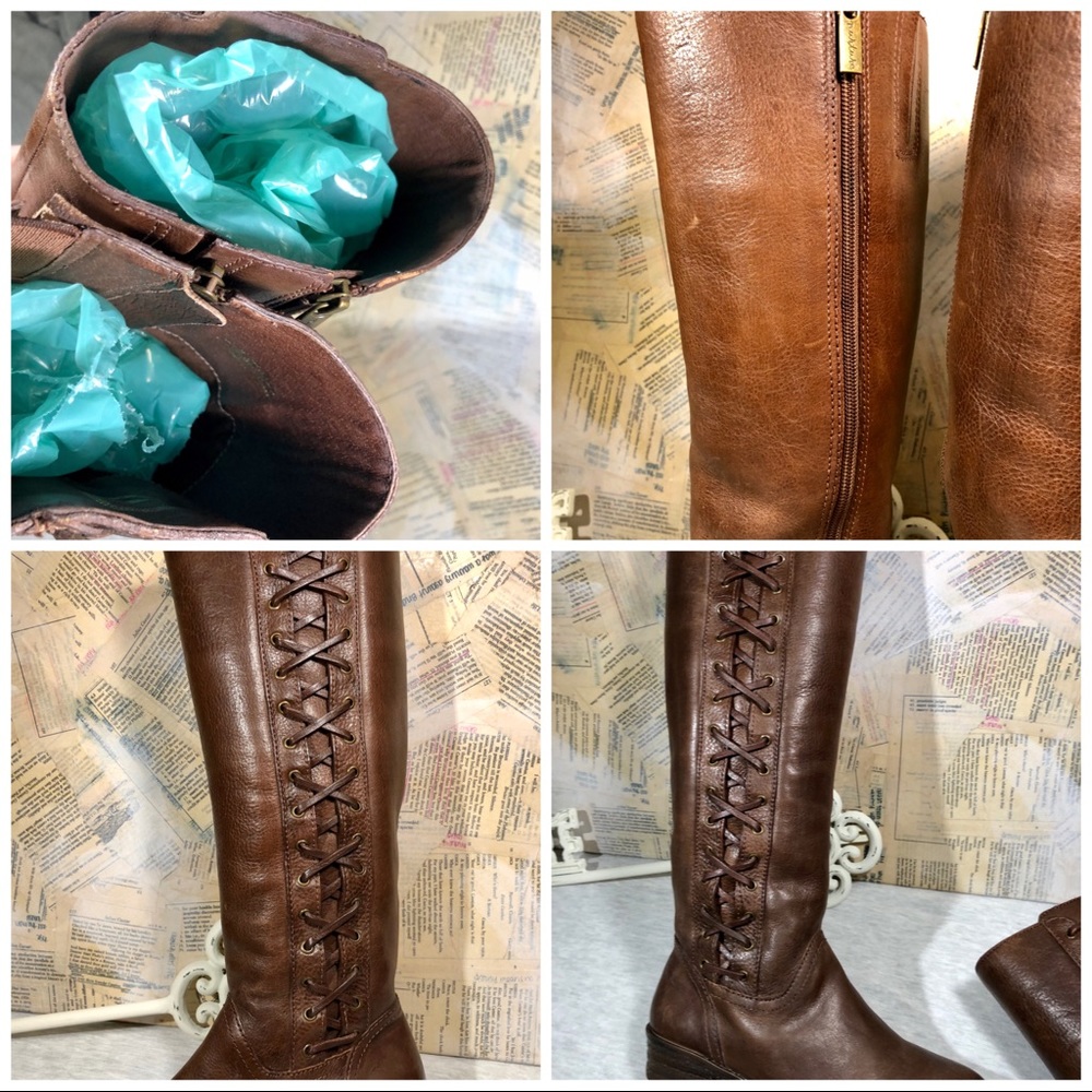 🌺 Leather Lace Detail Knee High Boots - Picture 7 of 12